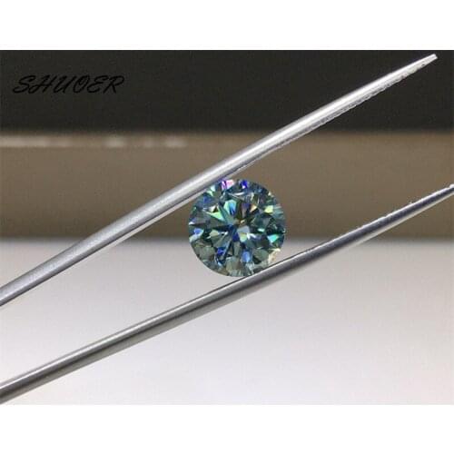 Blue&Green Round Brilliant Cut 3 Carat Pass Diamond Tester Moissanite Loose Stone Beads for Jewelry Making Wedding Jewelry Gift