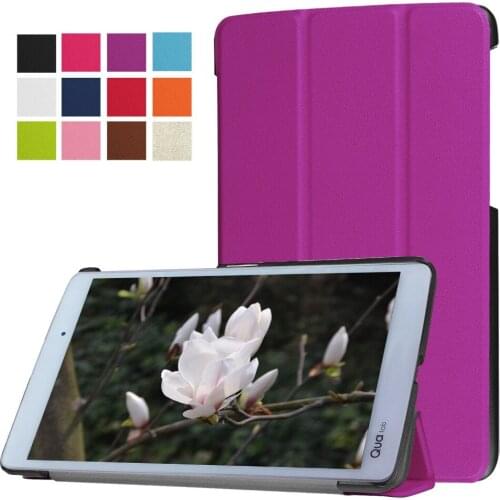 Ultra Slim Custer Magnetic 3 Folder Stand PU Leather Skins Cover Protective Case For Kyocera Qua Tab PX (LGT31) 8 inch Tablet