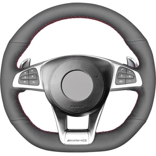 Black Artificial Leather Soft Car Steering Wheel Cover For Mercedes-Benz A45 AMG W205 C43 C63S AMG CLA45 CLS63 AMG GLC 43 63 AMG