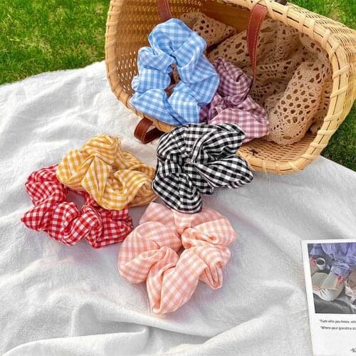 Color Grid Elastic Hair Bands RubberBand Ponytail Holder for Women Kids Hair Ties Scrunchies Hairband Headwear Hair Accessories