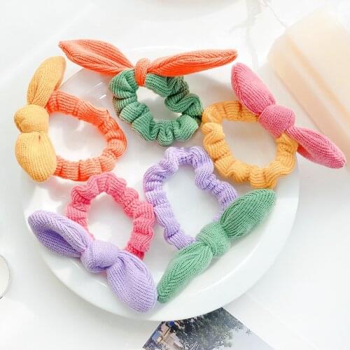 New Children Cute Sweet Tie Bow Elastic Hair Bands Grils Lovely Colorful Scrunchies Rubber Bands Kids Fashion Hair Accessories