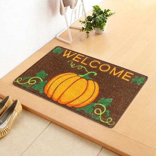 Halloween Doormat Blanket Home Front Door Decorations Halloween Pumpkin Colorful Decor Door Mat Anti-Slip Bottom Carpet Mat Rug