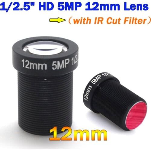 HD 5Megapixel M12 Fixed 1/2.5 inch Monofocal 12mm CCTV Lens + 650nm IR Cut Filter FPV For cctv security Camera system