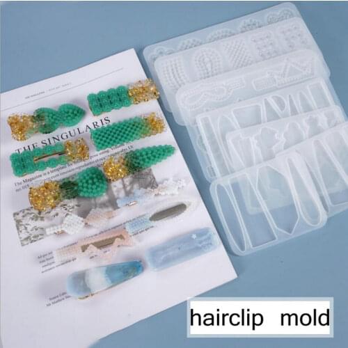 DIY Tools Pearls Hair Clip Silicone Mold Handmade Jewelry Accessories Geometric Resin Cabochons Bobby Pin Dried Flower Mould