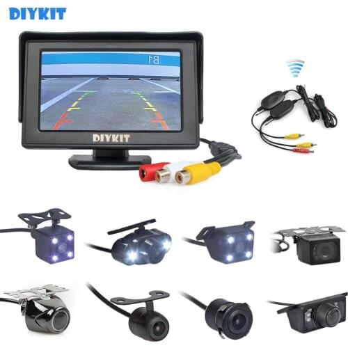 DIYKIT Wireless 4.3" Car Monitor Auto Parking System Video Night Vision Backup Reverse Camera Car Rear View Camera