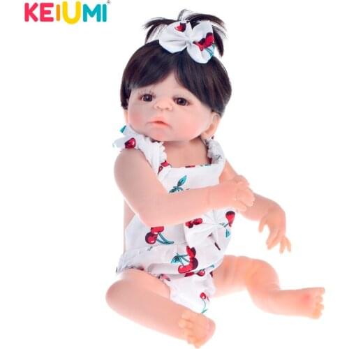 KEIUMI Full Silicone Reborn Baby Dolls Girl 19 inch So Truly Baby Reborn Doll 49CM Lovely Boneca DIY Toy For Kids Birthday Gift