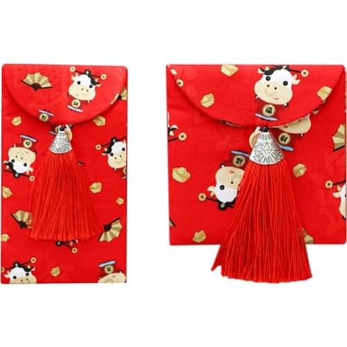 Chinese Embroidered Bull-Shaped Red Envelope Creative Hongbao New Year Spring Festival Birthday Marry Red Gift-ABUX