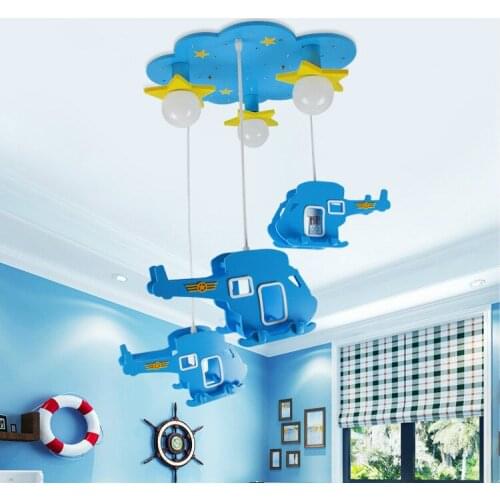 Creative cartoon helicopter kindergarten chandelier cartoon childrens bedroom study LED eye chandelier