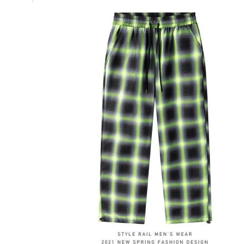 Pants Summer 2021 Hot Style White Tiled Slacks Mens Trend Plaid Sport Tidal Current Streetwear Fashion The New Listing