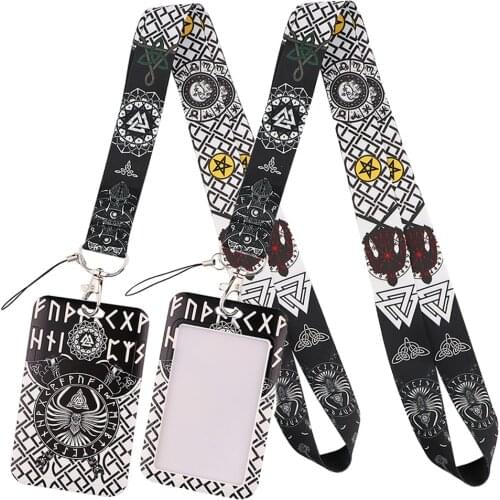 LT773 Viking Amulet Neck Strap Lanyards Keychain lanyard with id holder Holder Card Pass Hang Rope Lariat Keyring Accessories