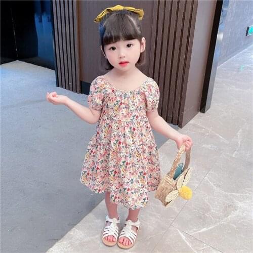 Cute Summer Flower Girls Dresses Toddler Children Clothes Flower Short Sleeve Princess Dress Party Holiday Costume Vestidos