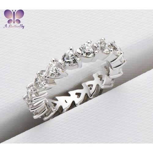Fashion Heart Shaped 925 Sterling Silver Eternal Band Wedding Ring Anniversary SONA Diamond Ring 2020 Hot Products