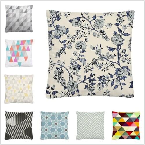 Geometric simple stripe pattern Soft Short Plush Cushion Cover Pillow Case for Home Sofa Car Decor Pillowcase 45X45cm