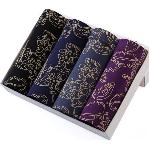 Underwear Men 4pcs/lot Fashion Breathable Sex Boxers Shorts Underpants Print Male Panties Brand Boxers Shorts Mens Underwear