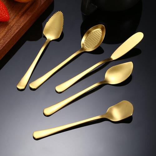 304 stainless steel dessert cake ice cream spoon creative coffee mixing spoons butter spatula fruit spoon