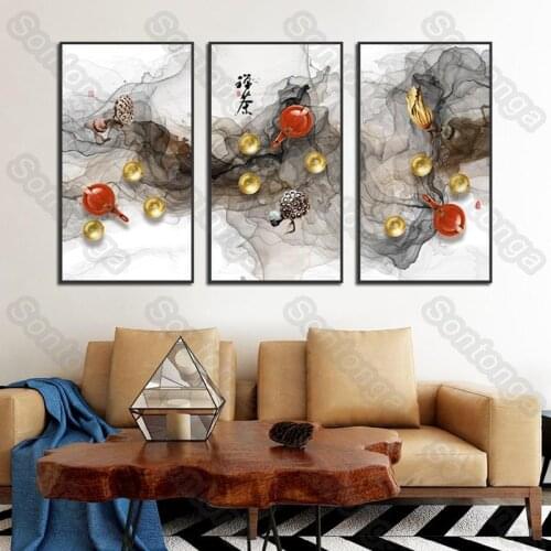 New Chinese Style Tea Culture Tea Ceremony Tea House Storefront Sofa Background Wall Decoration Painting Bedroom Room Decoration