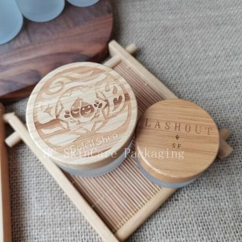 Wholesale Custom Logo Glass Containers Empty Jars For Cosmetics With Bamboo Lid Body Cream Lip Gloss Skin Care Packaging Jars