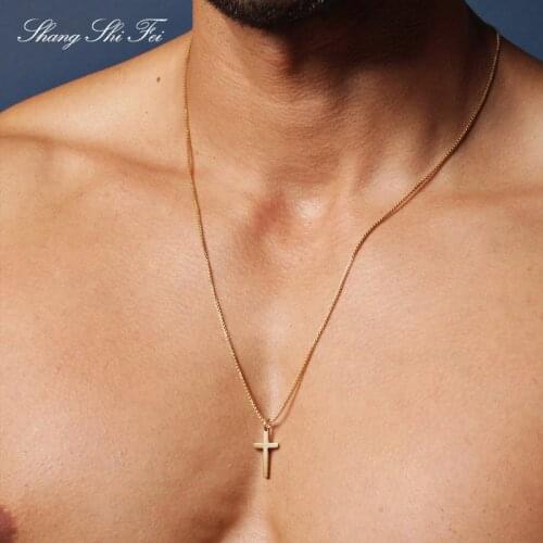 Cross Necklace for men - Mens gold cross necklace - Mens Jewelry - Gold cross pendant necklace for men - gold chain necklace