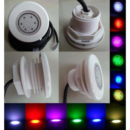 Underwater Led Swimming Pool Light SMD6W 12V RGB Plastic Fit 2'' Fitting Fountain Color Changing Lamp Waterproof IP68 4M Cable
