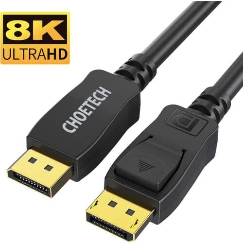 CHOETECH 8K DisplayPort to Displayport Cable 6.6ft w/ 8K 60Hz Resolution,165Hz Refresh Rate, HDR Support, DSC 1.2 Display Stream