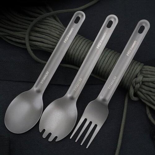 Portable Ultralight Titanium Spork Tableware Outdoor Fork Camping Spoon Hiking Picnic Home Lightweight Kitchenware