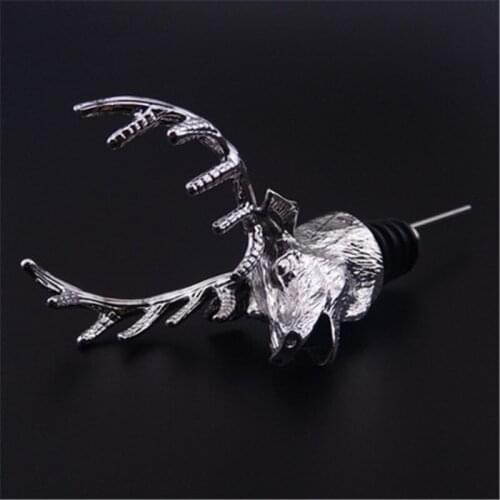 New Stainless Steel Deer Stag Head Wine Pourer Unique Wine Bottle Stoppers Wine Aerators Bar Tools with Box