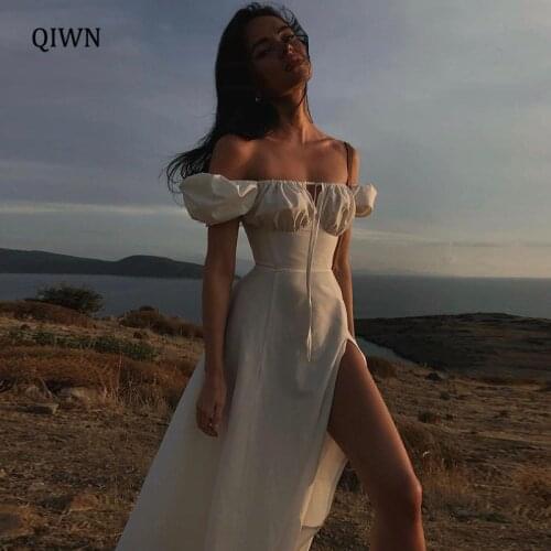 Летние платья с разрезом QIWN China At AliExpress