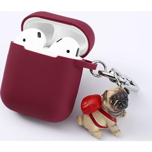 Funny Cute Dog Decor Silicone Bluetooth Wireless Earphone Case For Apple AirPods Protect Cover Cartoon Animal Key Ring Anti-lost