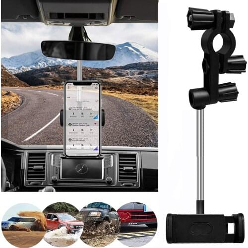 Universal Car Rearview Mirror Phone Mount 360 Degrees Car Headrest Phone Holder for iPhone 12 11 Xiaomi Samsung Car Phone Stand