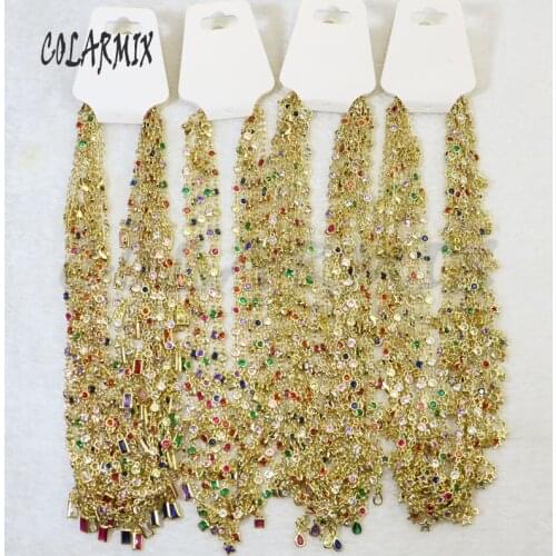 10strands rainbow crystal necklace chain necklace rainbow crystal accessories keep golden color chain jewelry for women 50057