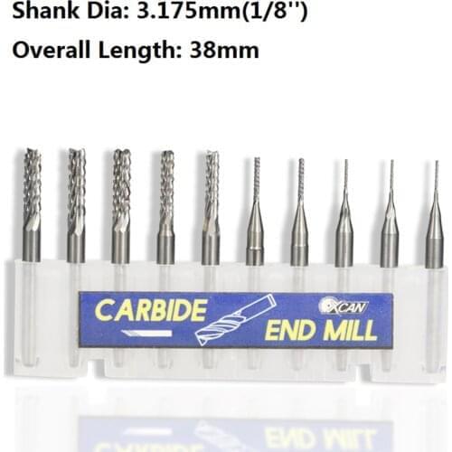 10pcs 1.8-3.175mm Carbide Pcb End Mill Cnc Engraving End Mill Pcb End Mill