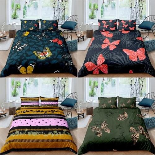2021 3D Butterfly Bedding Set Super Soft Microfiber Duvet Cover with Zipper Closure Digital Print Girls Comforter Cover