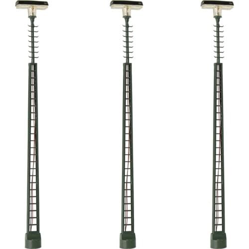 3pcs Model Railway Lattice Mast HO Scale 1:87 Lamp Track Light Bright White LED LQS63