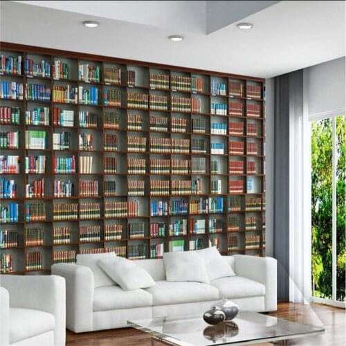 Beibehang Custom 3d wall paper 3d stereo bookcase bookcase wallpaper TV sofa living room bedroom background wall