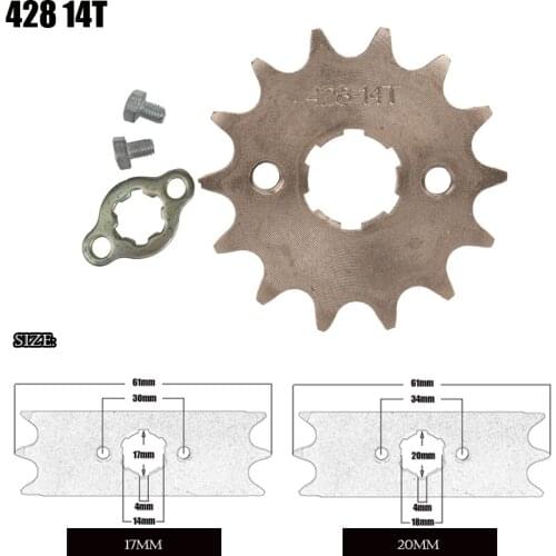 428 14T tooth 17mm 20mm front engine sprocket ATV BIKE 50cc 70cc 90cc 110cc 125cc 150cc