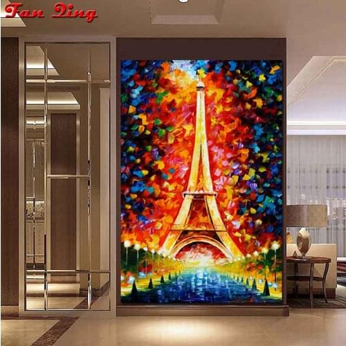 5d Diamond painting Colorful Romantic Paris City Tower square round rhinestone cross stitch mosaic diamond embroidery home decor