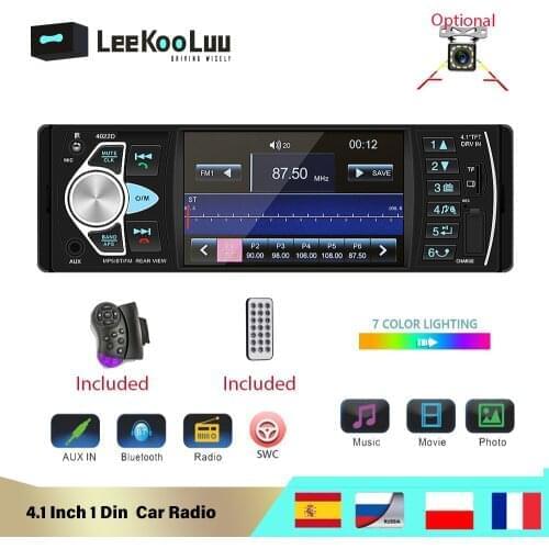 LeeKooLuu Car Radio 1 Din Autoradio 4.1" MP3 MP4 Car Multimedia Player Bluetooth Audio USB TF Steer Wheel Control 1Din FM Radio