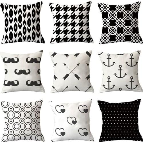 Geometric Cushion Cover Black And White Car Beds Gift Pillow Cover Simple Deer Pillow Covers Decorative Custom Throw Pillows