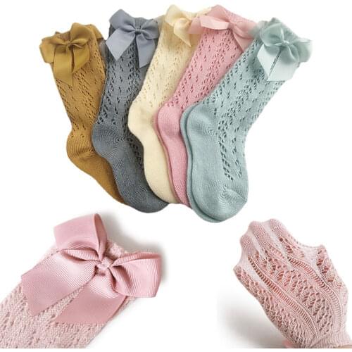 Baby Girl Socks Toddler Baby Bow Cotton Mesh Breathable Socks Newborn Infant Non-slip Baby Girls Socks 0-3 years cheap stuff