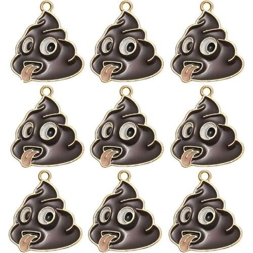 Julie Wang 10pcs Enamel Cartoon Feces Charms Alloy Fake Shits Pendant Necklace Bracelet Jewelry Making Accessory