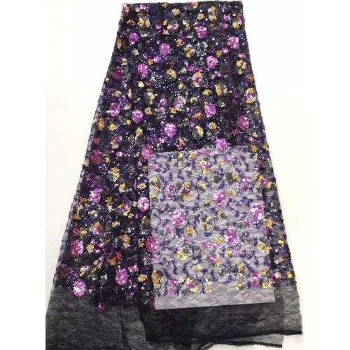 Sequin lace fabric Purple color sequins fabric, with stones For Wedding Party dress Embroidery tulle african swiss velvet BY6