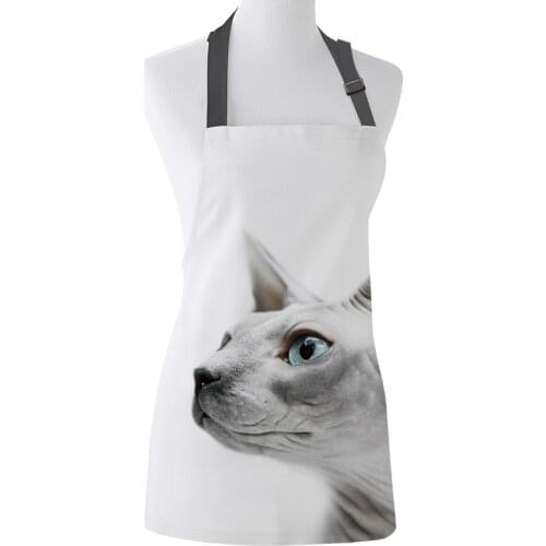 Kitchen Apron Hairless Cat Cute Looking Adjustable BBQ Bib Canvas Aprons For Women Cooking Baking Restaurant Kids Apron Pinafore