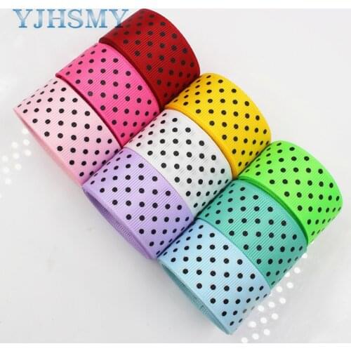 YJHSMY 176226,25MM 10 yard Dots Ribbons Thermal transfer Printed grosgrain Wedding Accessories DIY handmade material