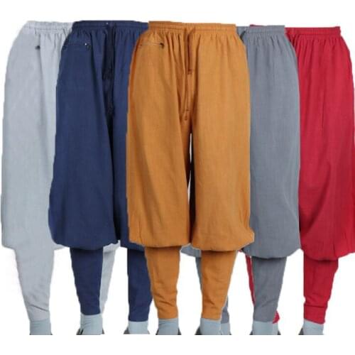 Summer high quality linen&cotton buddhist shaolin monk kung fu bloomers zen pants budda lay tai chi martial arts trousers