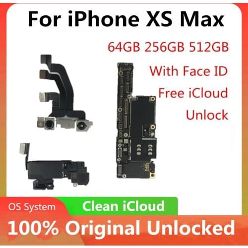 Free iCloud for iPhone Xs Max Motherboard 64GB 256GB 512GB With Face ID/No Face ID unlocked Logic board LL/A with IOS System MB