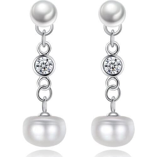 MetJakt S925 Sterling Silver Freshwater Pearl Micro Inlaid 3A Zircon All-match Elegant Ladies Pendant