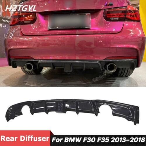 MP Style Carbon Fiber Material Rear Bumper Spoiler Lip Diffuser With Light For BMW 3 Series F30 F35 MT Car Tuning 2013-2018