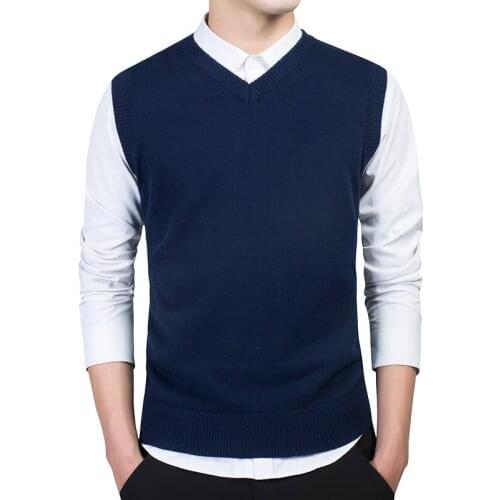 MRMT 2021 Brand New Mens Vest Sweater Cotton Knitted Vest for Male V-neck Sweater Sleeveless Pullover Tops Vest