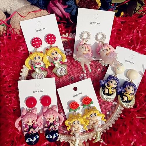 New Sweet Sailor Moon Model Earrings Cartoon Two-Dimensional Toy Cute Sailor Moon Earrings Fashion Cosplay Accessories Earring