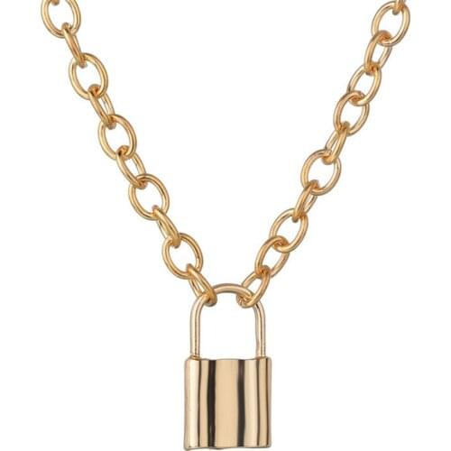Punk Chain with Lock Necklace for Women Men Padlock Pendant Necklace 2020 Statement Gothic Cool Collier Femme Fashion Jewelry